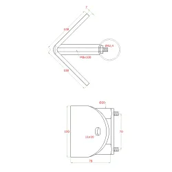 Úchyt na vnútorné rohové kotvenie stĺpu ø42.4mm, AISI304 Úchyt na vnútorné rohové kotvenie stĺpu ø42.4mm, AISI304